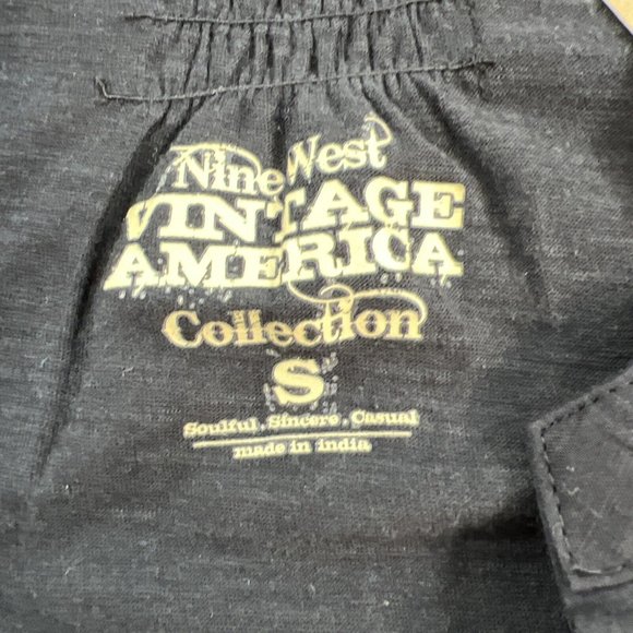 Nine West Jeans Womens Top Small Black Roll Tab Sleeve Tunic NWT - Picture 13 of 14